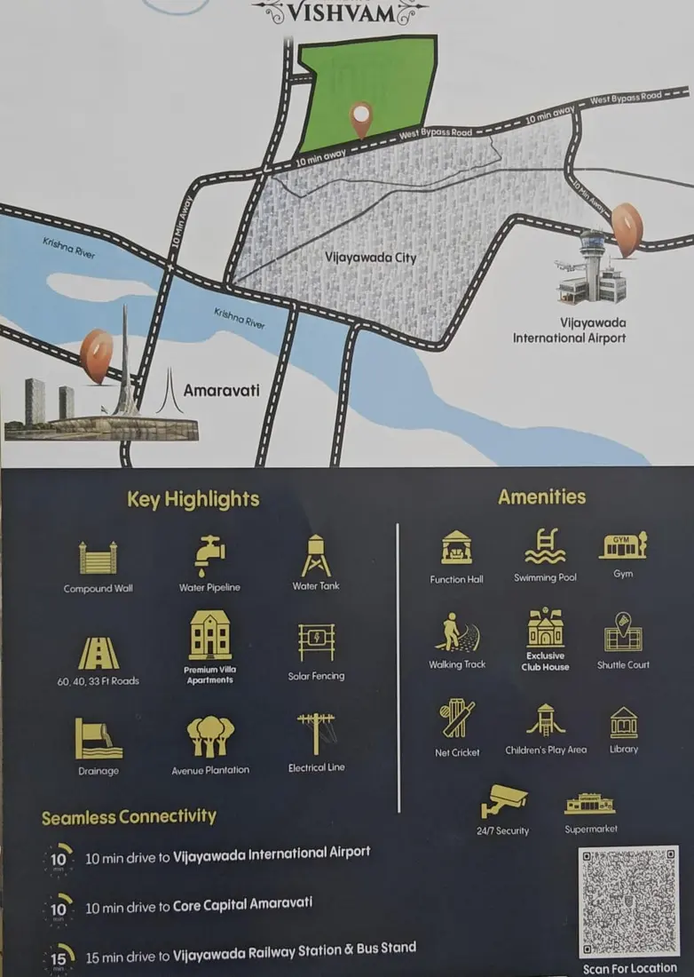 Vishvam — 69 Acres layout and route map